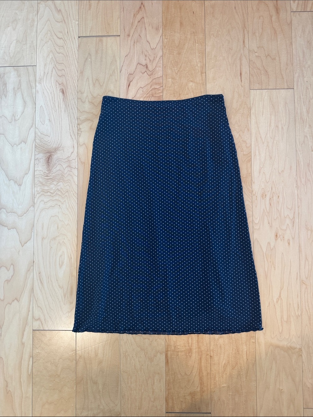 Brandy Melville Navy with White Polka Dot A-Line Skirt
